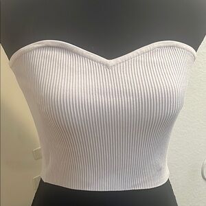 La Hearts Light Blue Ribbed Bustier Crop Top Small